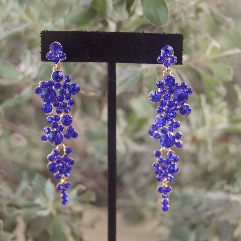 Royal blue rhinestone earrings